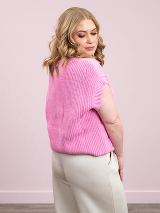 *NEW* Coretta Dolman Short Sleeve Sweater Top | Pink