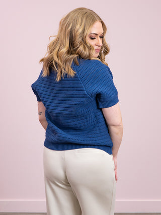 *NEW* Quiet Fun Raglan Short Sleeve Sweater Cardigan | Navy