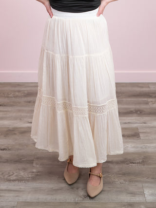 *NEW* DEX | Penelope Crochet Maxi Skirt | Ecru