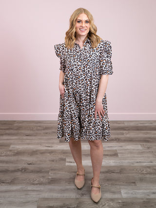 *NEW* Cute Chaos Tiered Animal Print Dress | Taupe