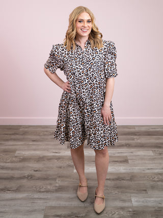 *NEW* Cute Chaos Tiered Animal Print Dress | Taupe