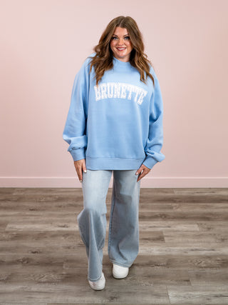 Brunette The Label | BRUNETTE Varsity Not Your Boyfriends Crew | Blue Floral