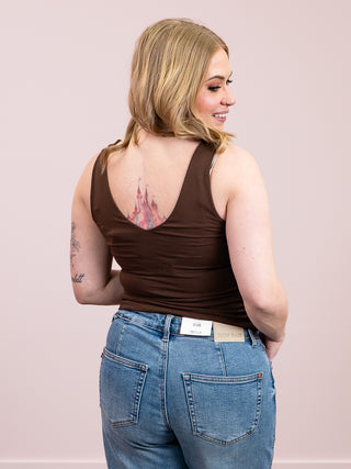 *NEW* Second Skin | Valentina Cotton V Neck Tank Top | Mocha