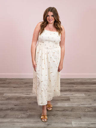 *NEW* DEX | Joleen Smocked Midi Dress | Eyelet Blooms