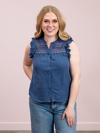 *NEW* DEX | Ainsley Button Front Blouse | Blue