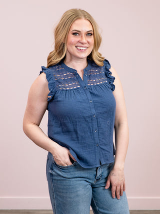 *NEW* DEX | Ainsley Button Front Blouse | Blue