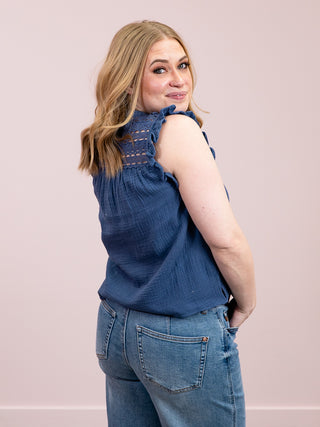 *NEW* DEX | Ainsley Button Front Blouse | Blue