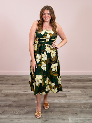 DEX | Francesca Midi Dress | Palm Blossom