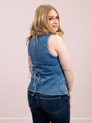 *NEW* RD Style | Vesta Stretch Denim Button Up Vest | Didi Dark Wash