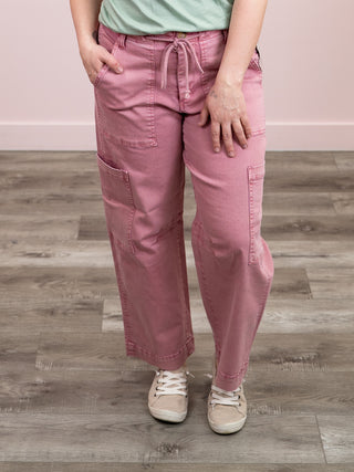 *NEW* RD Style | Julie Stretch Twill Cargo Pants | Petal Pink