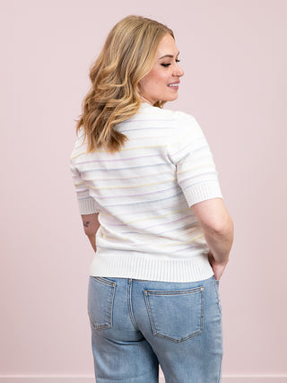 *NEW* Danielle Pointelle Sweater Tee | Yellow & Lavender