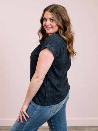 *NEW* Louise Crinkle Wash Short Sleeve Top | Black