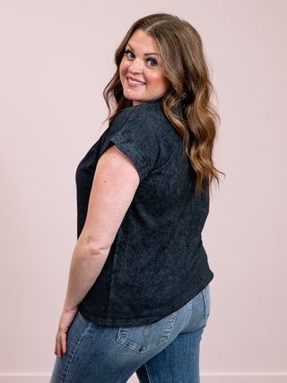 *NEW* Louise Crinkle Wash Short Sleeve Top | Black