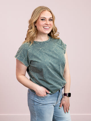 *NEW* Louise Crinkle Wash Short Sleeve Top | Ash Jade