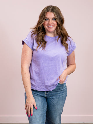 *NEW* Louise Crinkle Wash Short Sleeve Top | Lavender