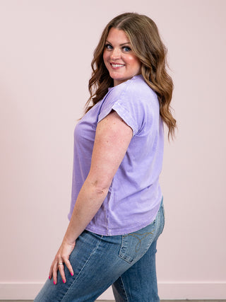 *NEW* Louise Crinkle Wash Short Sleeve Top | Lavender