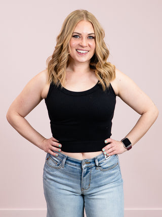 *NEW* Eileen Ribbed Crop Tank | Black