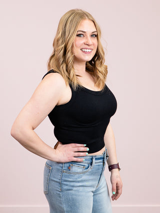 *NEW* Eileen Ribbed Crop Tank | Black