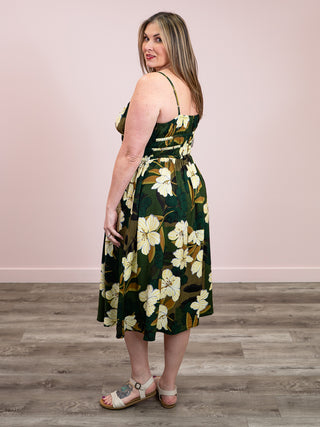 DEX | Francesca Midi Dress | Palm Blossom