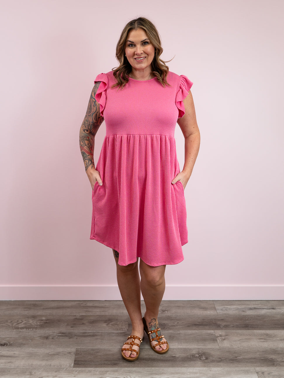 *NEW* Michelle Babydoll Dress | Solid | Hot Pink