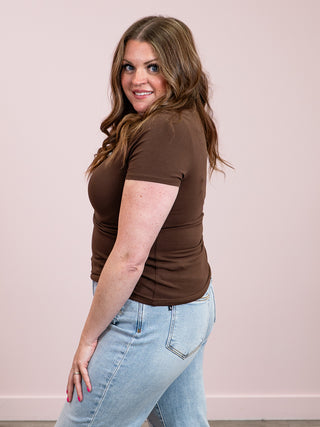 *NEW* Second Skin | Roxi Cotton Short Sleeve Top | Mocha