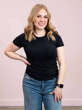 *NEW* Second Skin | Roxi Cotton Short Sleeve Top | Black