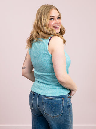 *SUNDAY STEAL* Sawyer Square Neck Ribbed Tank | Turquoise