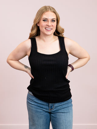 *SUNDAY STEAL* Sawyer Square Neck Ribbed Tank | Black