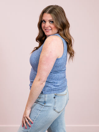 *SUNDAY STEAL* Sawyer Square Neck Ribbed Tank | Light Navy