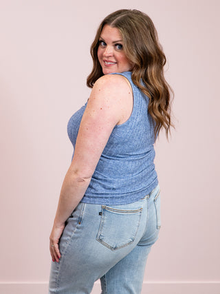 *SUNDAY STEAL* Sawyer Square Neck Ribbed Tank | Light Navy