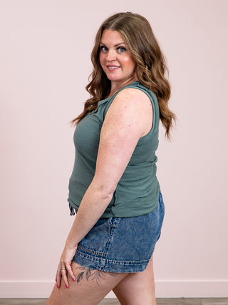 *NEW* Talia Slub Raw Edge Tank | Ash Jade