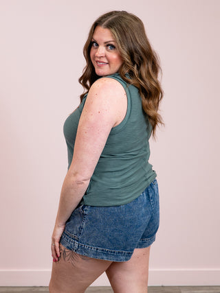 *NEW* Talia Slub Raw Edge Tank | Ash Jade