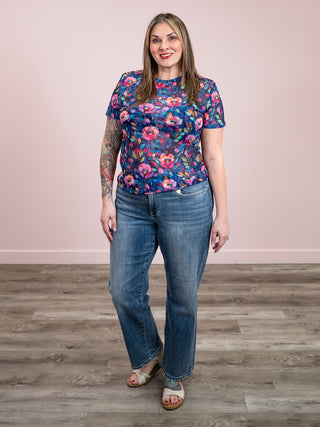 *NEW* Shirley Mags Mesh Tee | Blue Floral