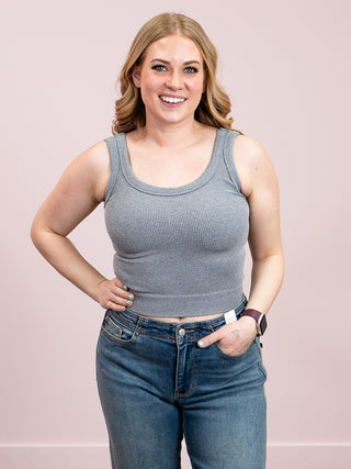 *NEW* Eileen Ribbed Crop Tank | Heather Grey
