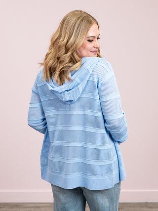 *NEW* Wren Open Weave Hooded Cardigan | Chambray