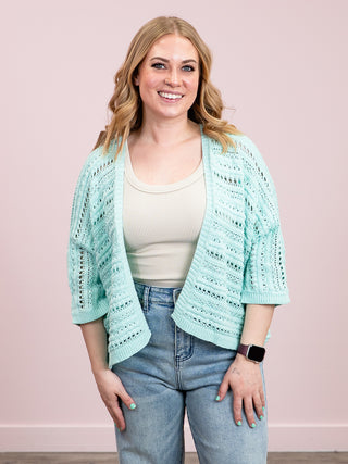 *NEW* Diana Dolman Crochet Cardigan | Mint