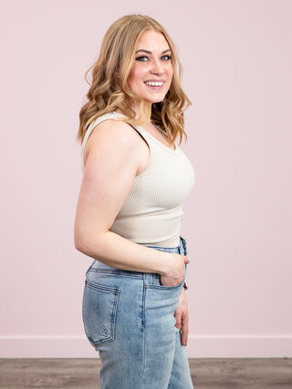 *NEW* Eileen Ribbed Crop Tank | Sand Beige