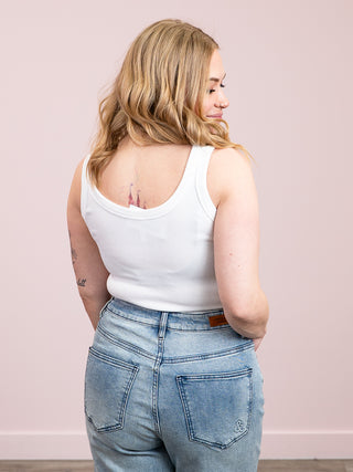 *NEW* Eileen Ribbed Crop Tank | White