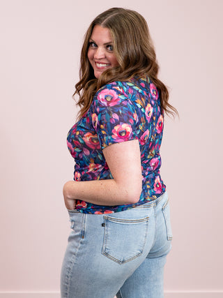 *NEW* Shirley Mags Mesh Tee | Blue Floral