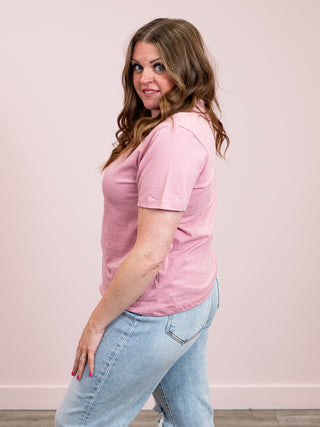 *NEW* RD Style | Zaya Short Sleeve Crew Neck Top | Petal Pink