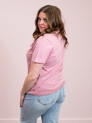 *NEW* RD Style | Zaya Short Sleeve Crew Neck Top | Petal Pink