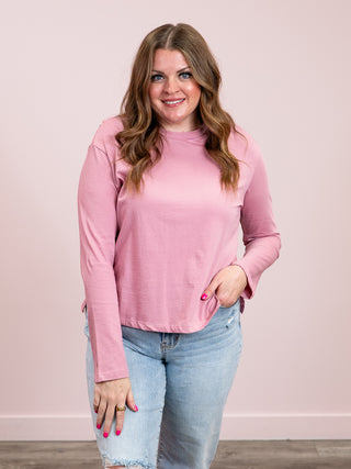*NEW* RD Style | Noor Crew Neck Long Sleeve Top | Petal Pink