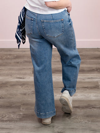 *NEW* Judy Blue | Mid Rise Bandana Ankle Wide Jean | Lane