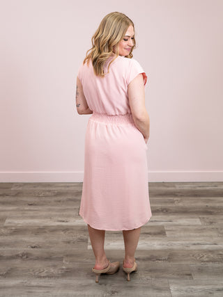 *NEW* Out Of Office Smocked Waist Dress | Blush