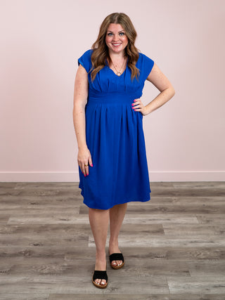 *RESTOCK* Out Of Office Smocked Waist Dress | Royal