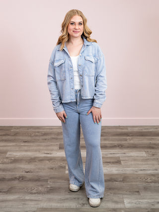 *NEW* RD Style | Jen Denim Look French Terry Pants | Light Ash Blue
