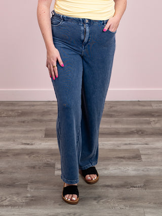 *NEW* RD Style | Jen Denim Look French Terry Pants | Denim Blue