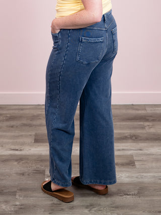*NEW* RD Style | Jen Denim Look French Terry Pants | Denim Blue