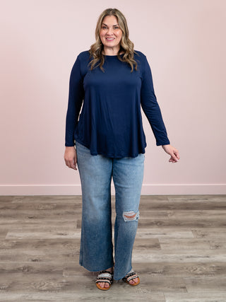 Lynne Long Sleeve Top | Navy