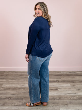 Lynne Long Sleeve Top | Navy